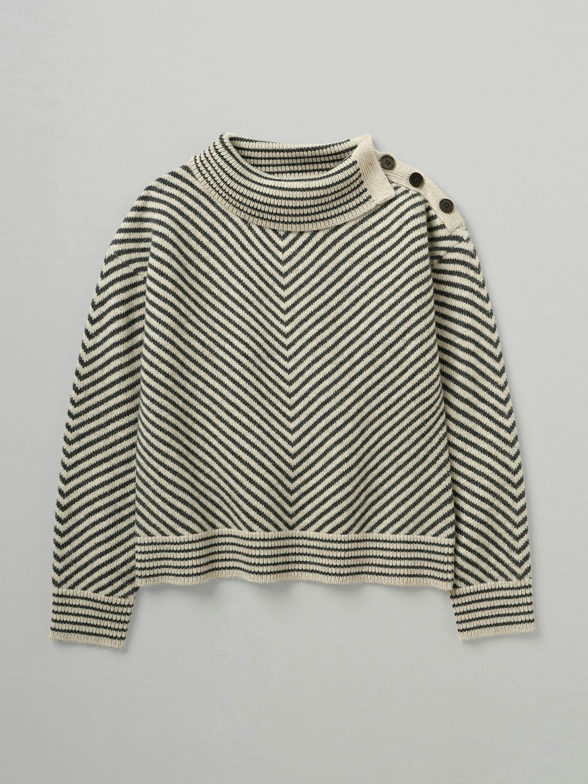Black and white striped cashmere jumper