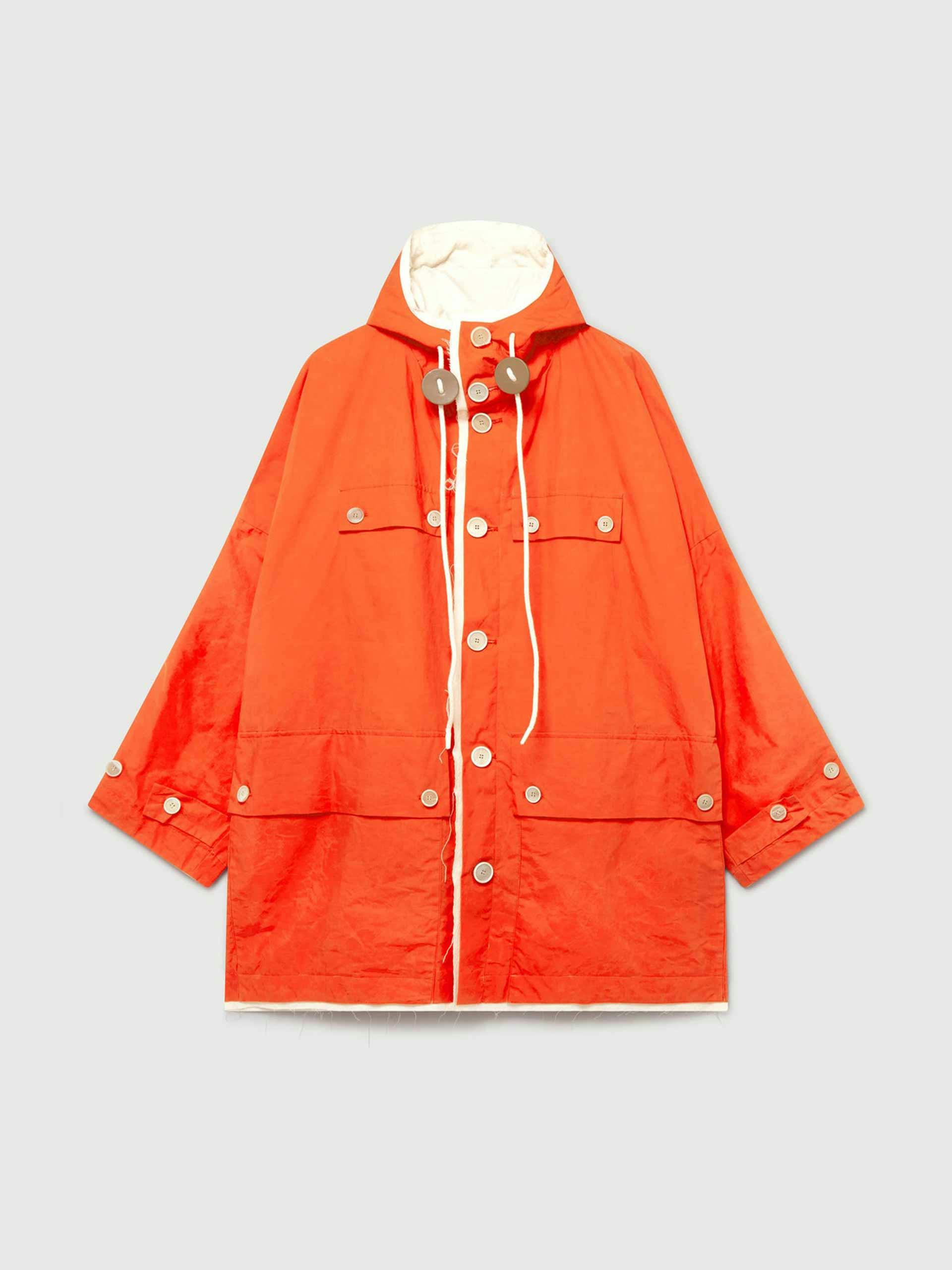 Orange hooded parka