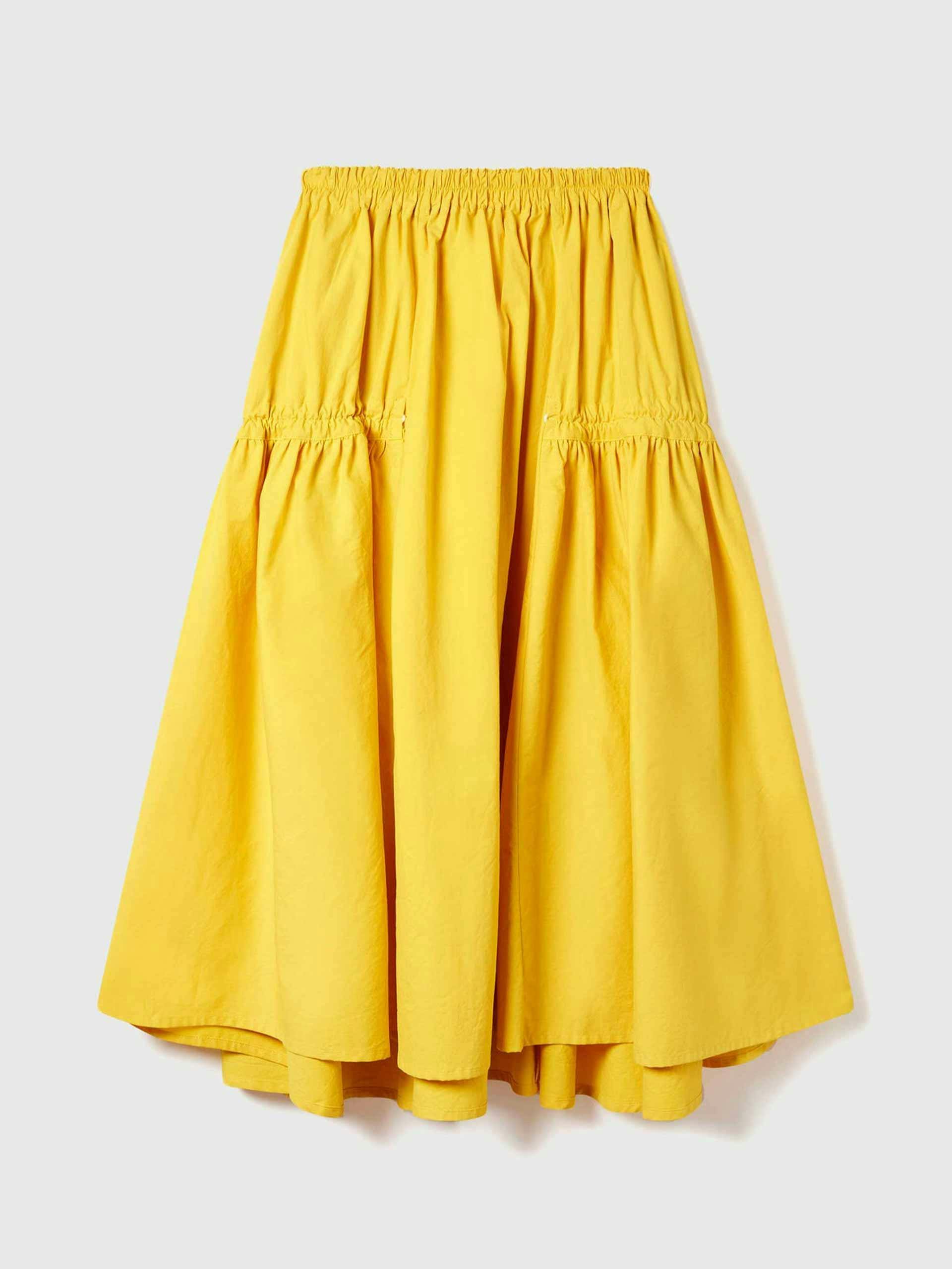 Yellow gathered maxi skirt