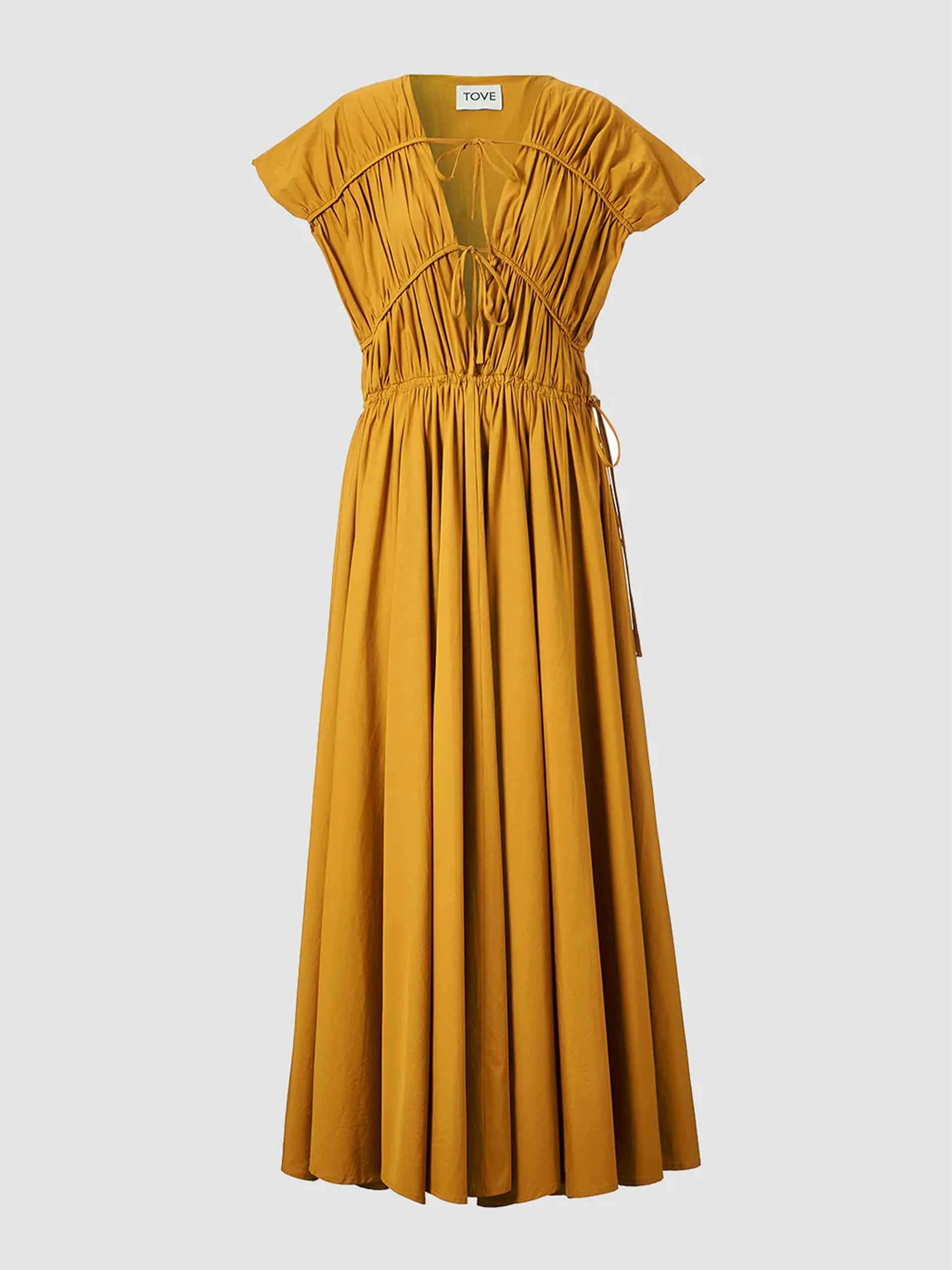 Mustard cotton midi dress