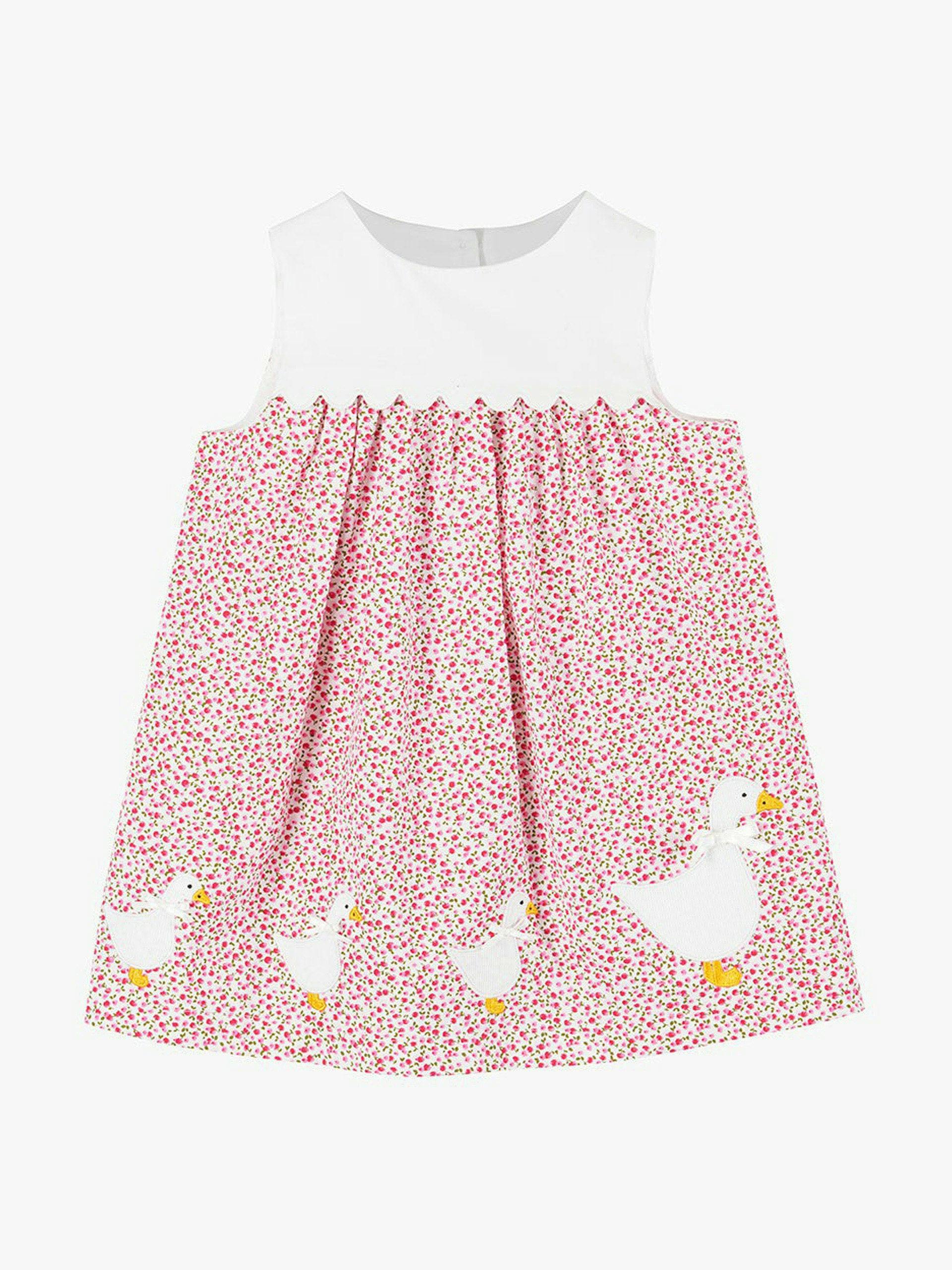 Little girls petal duck dress in red cherry