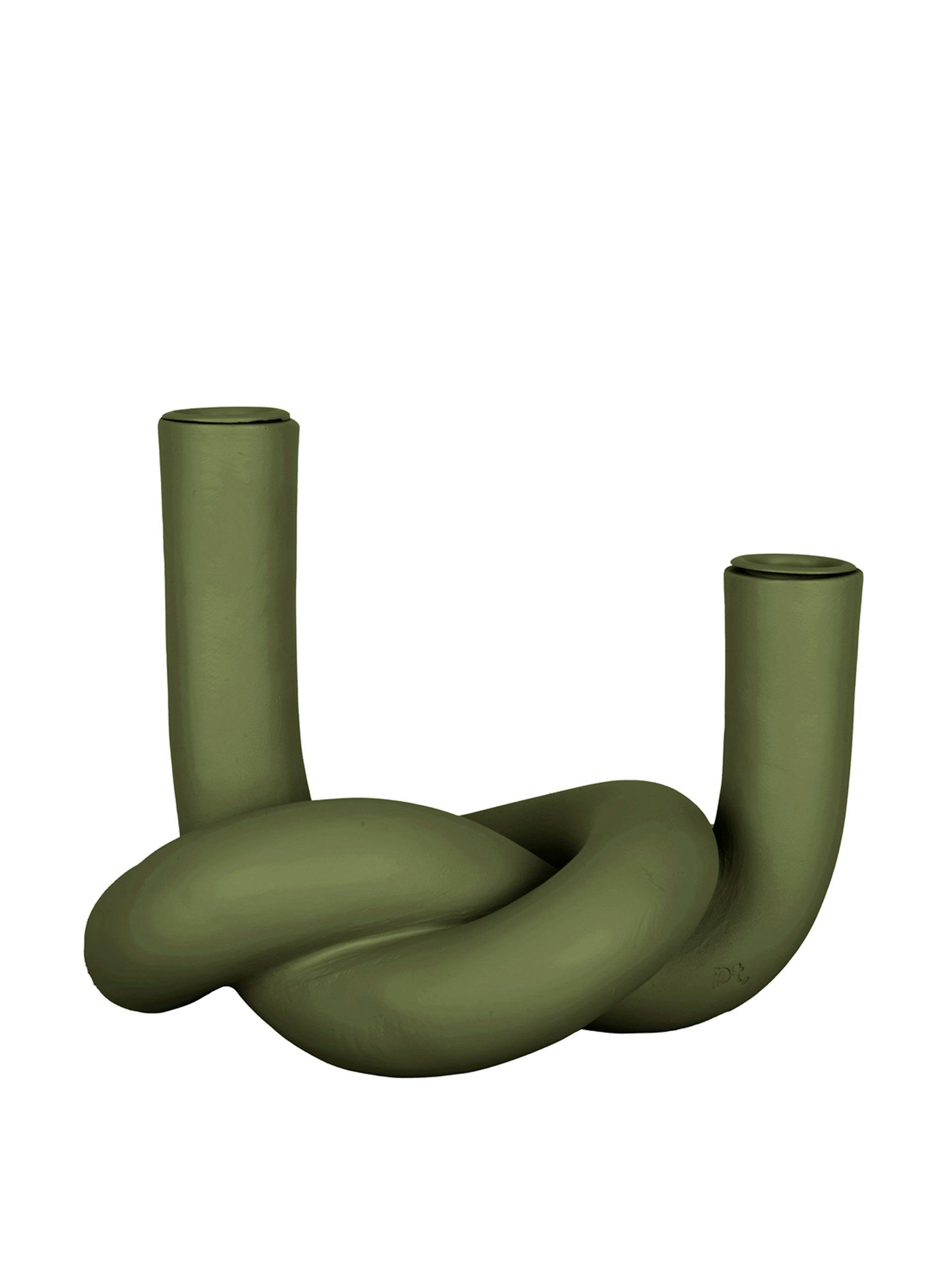 Green knot sculpture/ candle holder