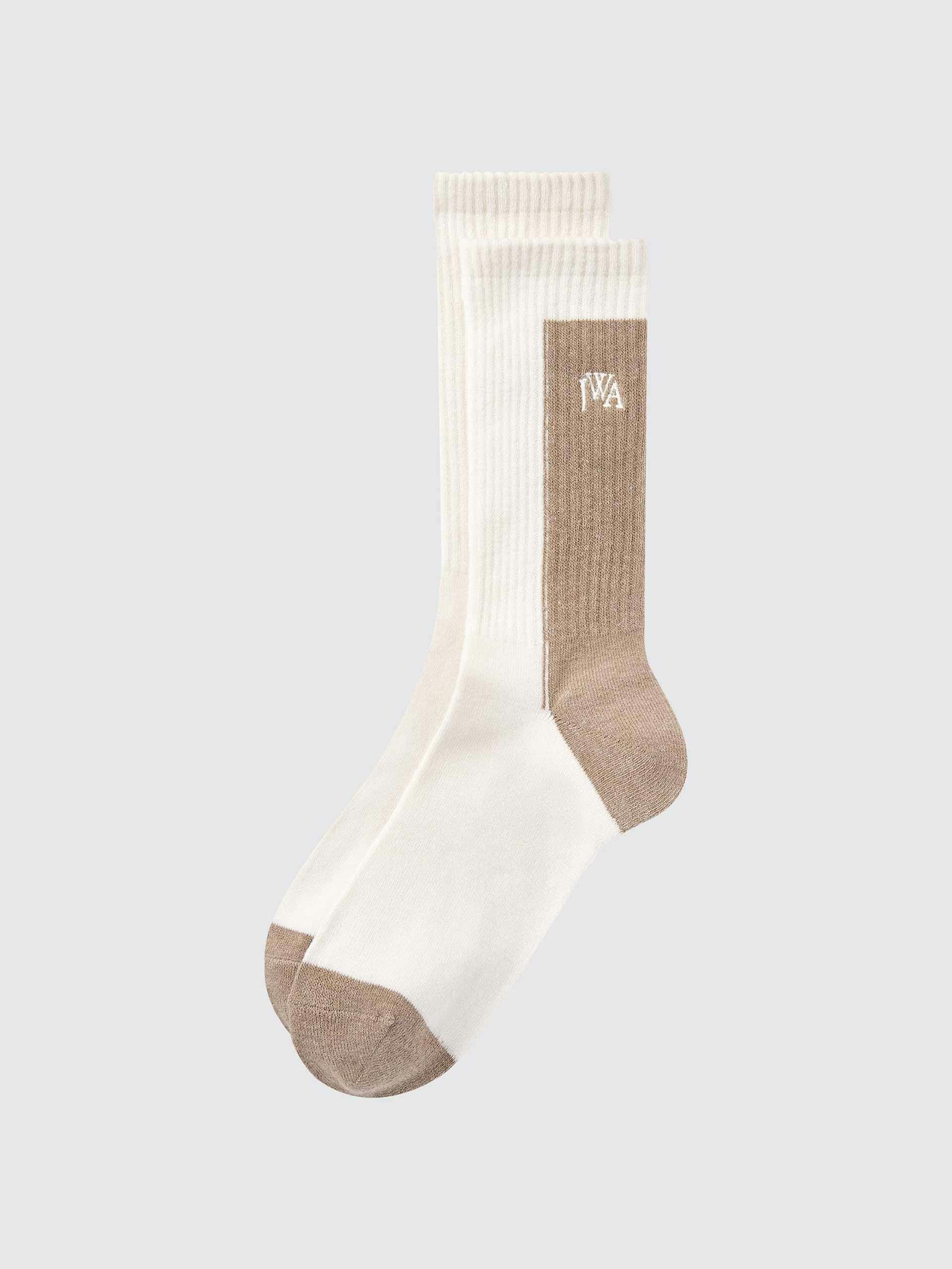 White and beige socks