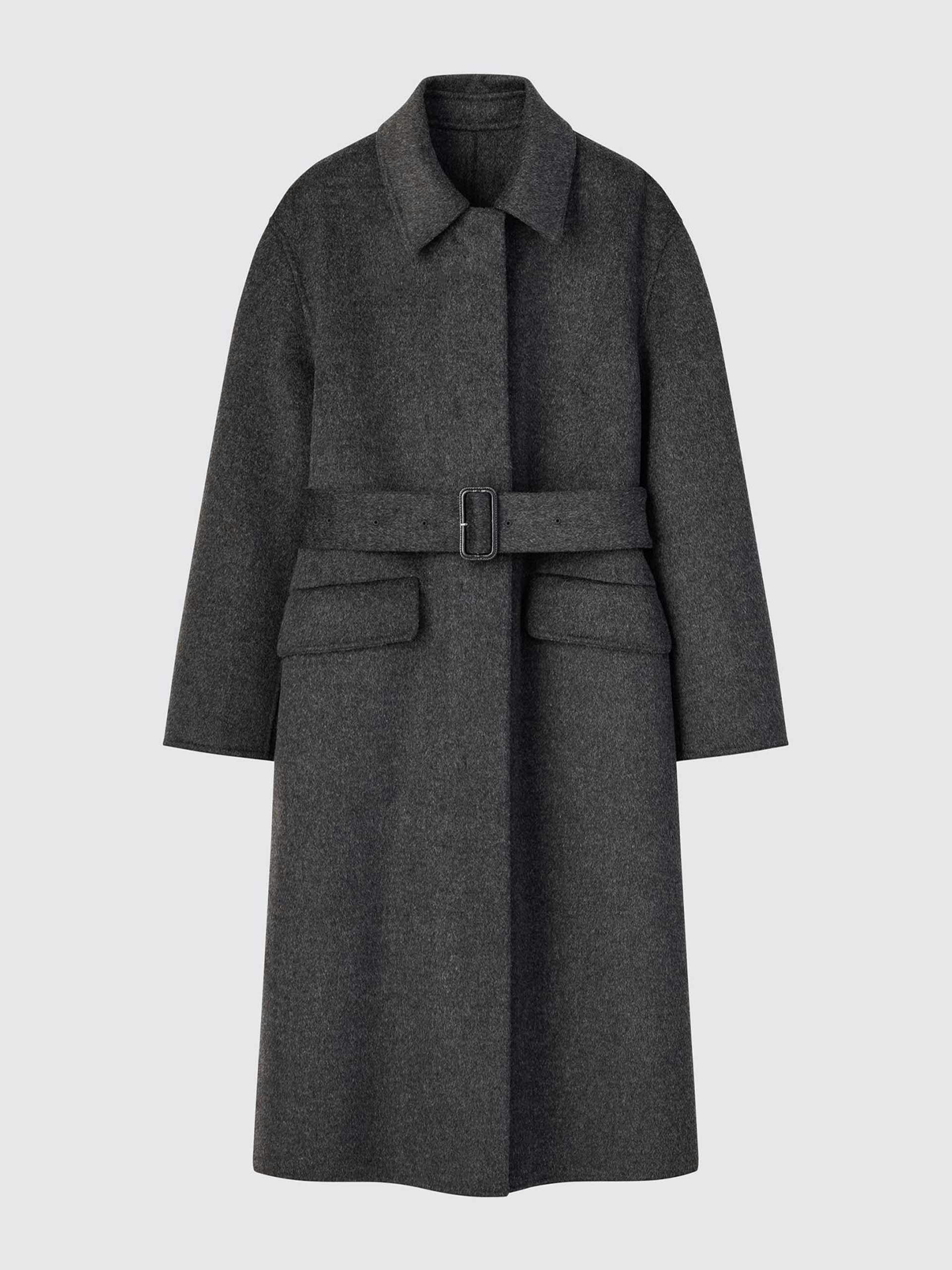 Grey wool belted coat