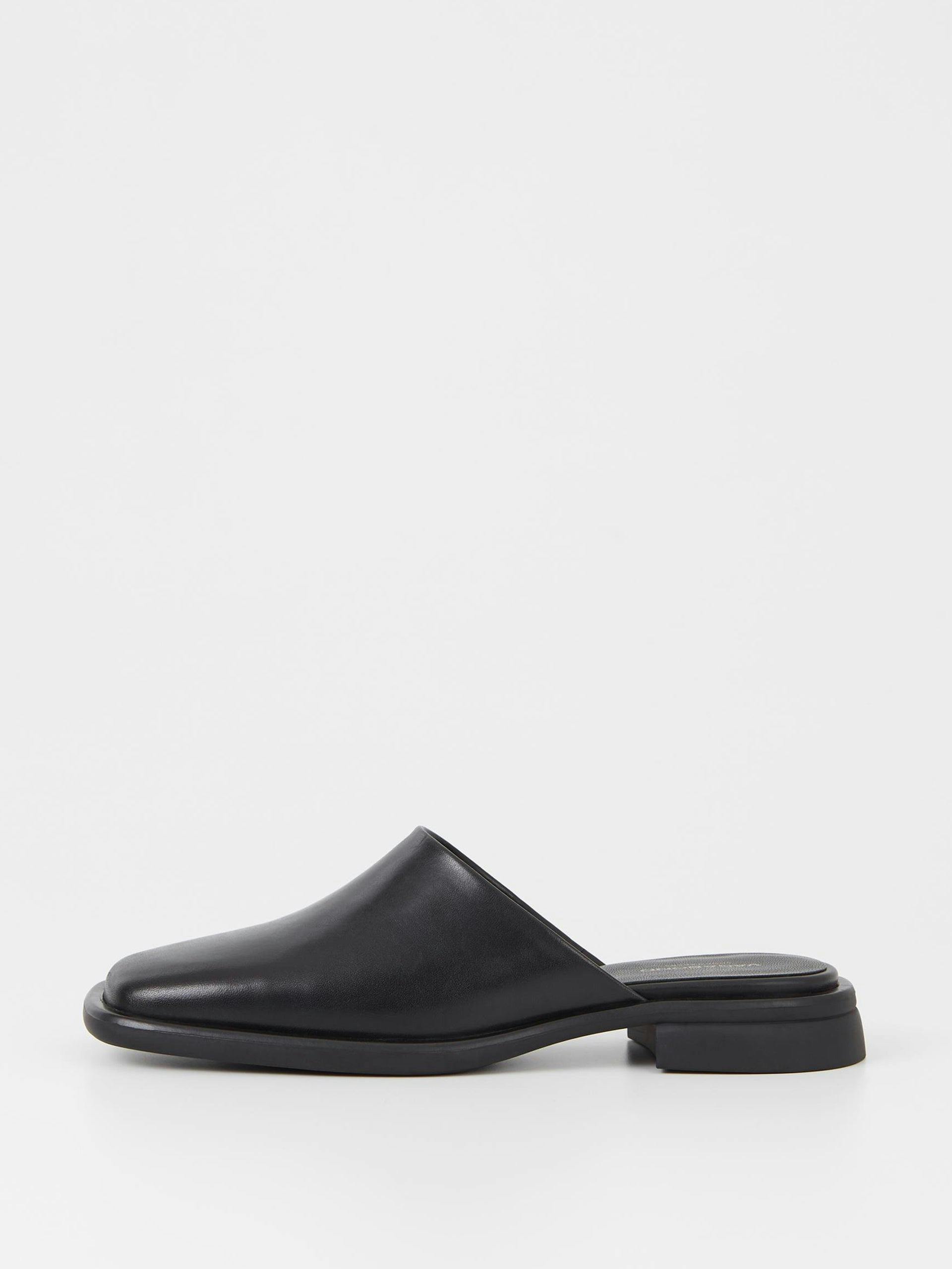 Black leather backless Brittie mules
