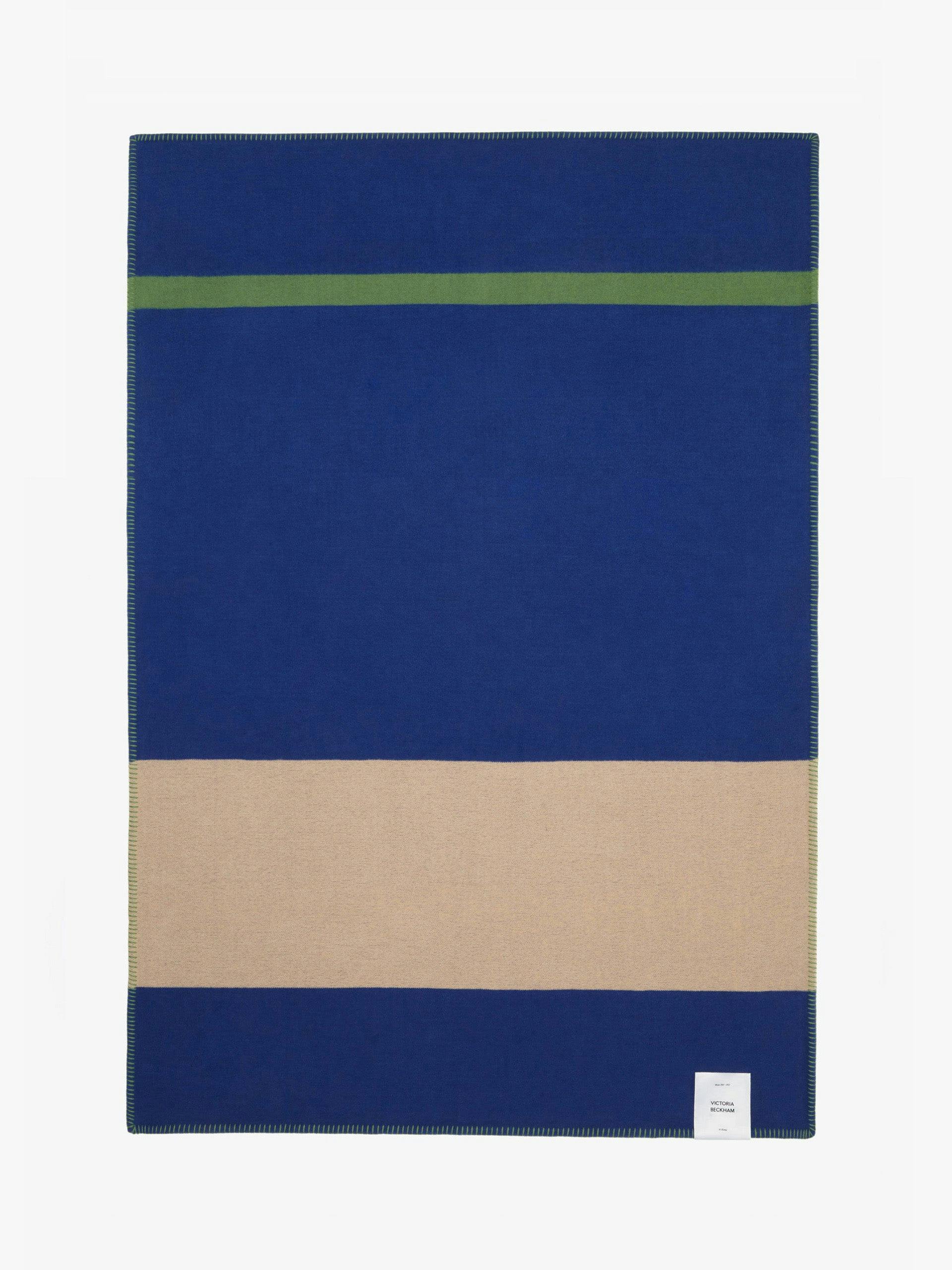 Blue striped merino wool blanket