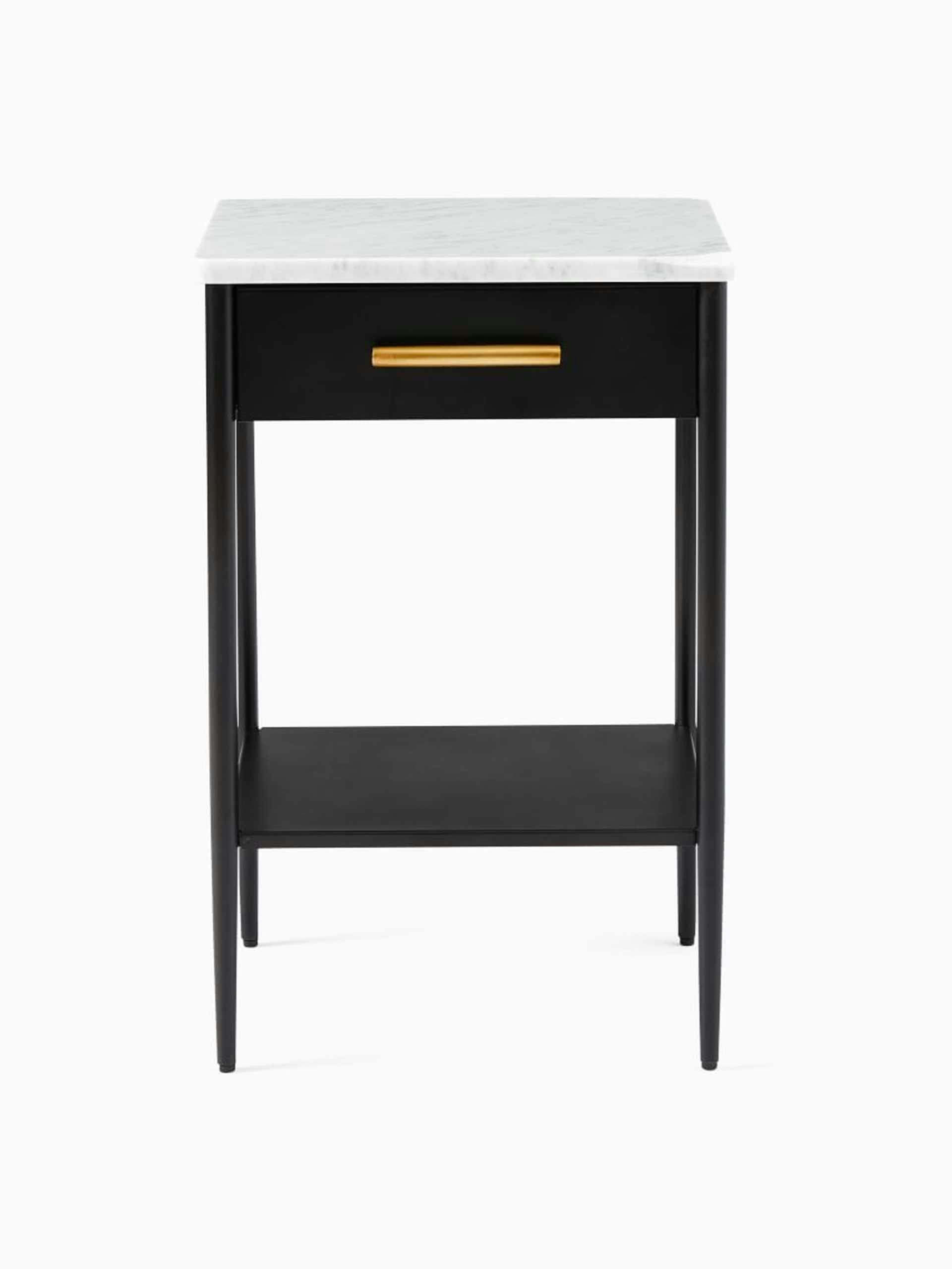 Black steel and marble bedside table