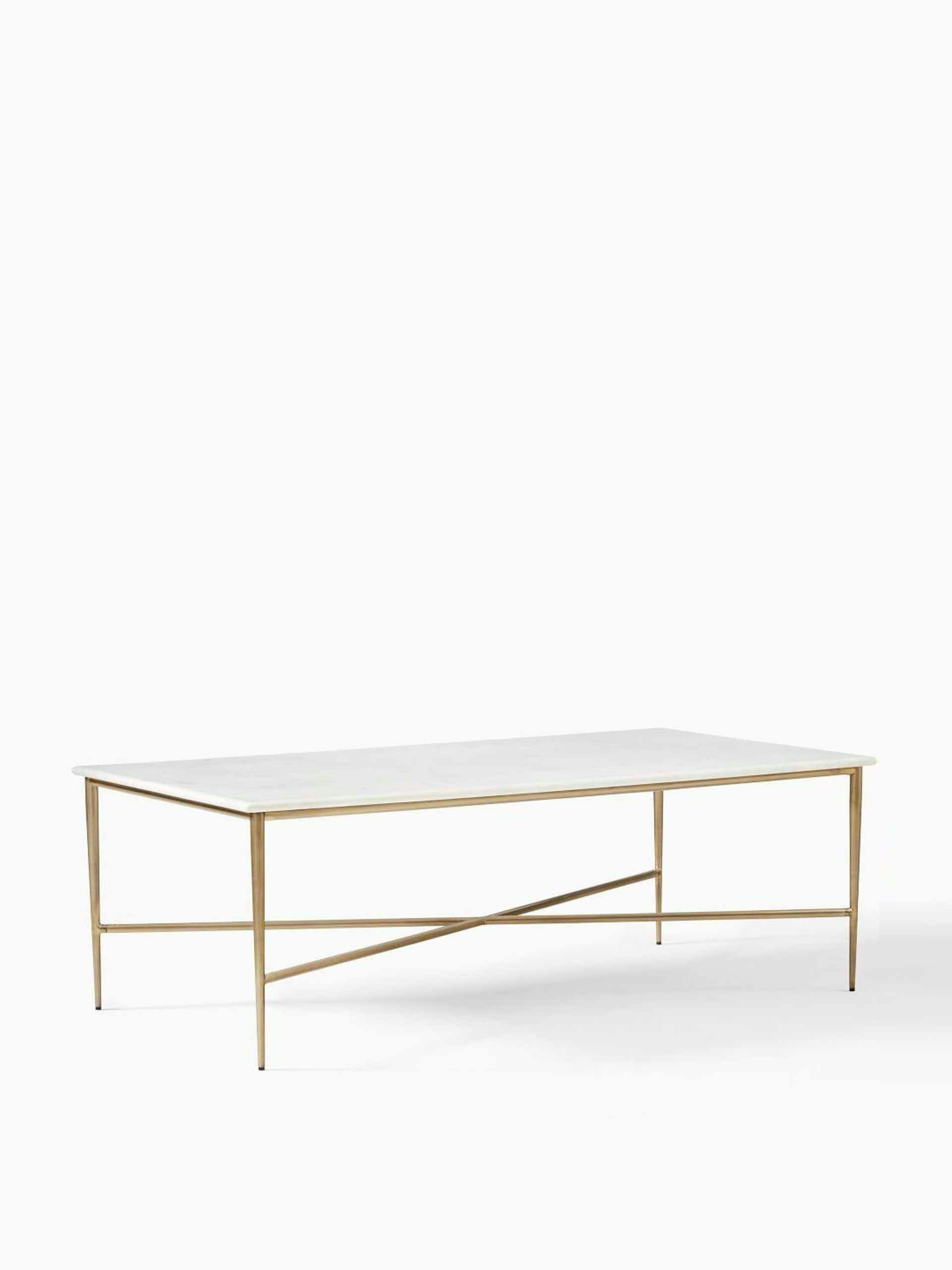 White marble and brass coffee table