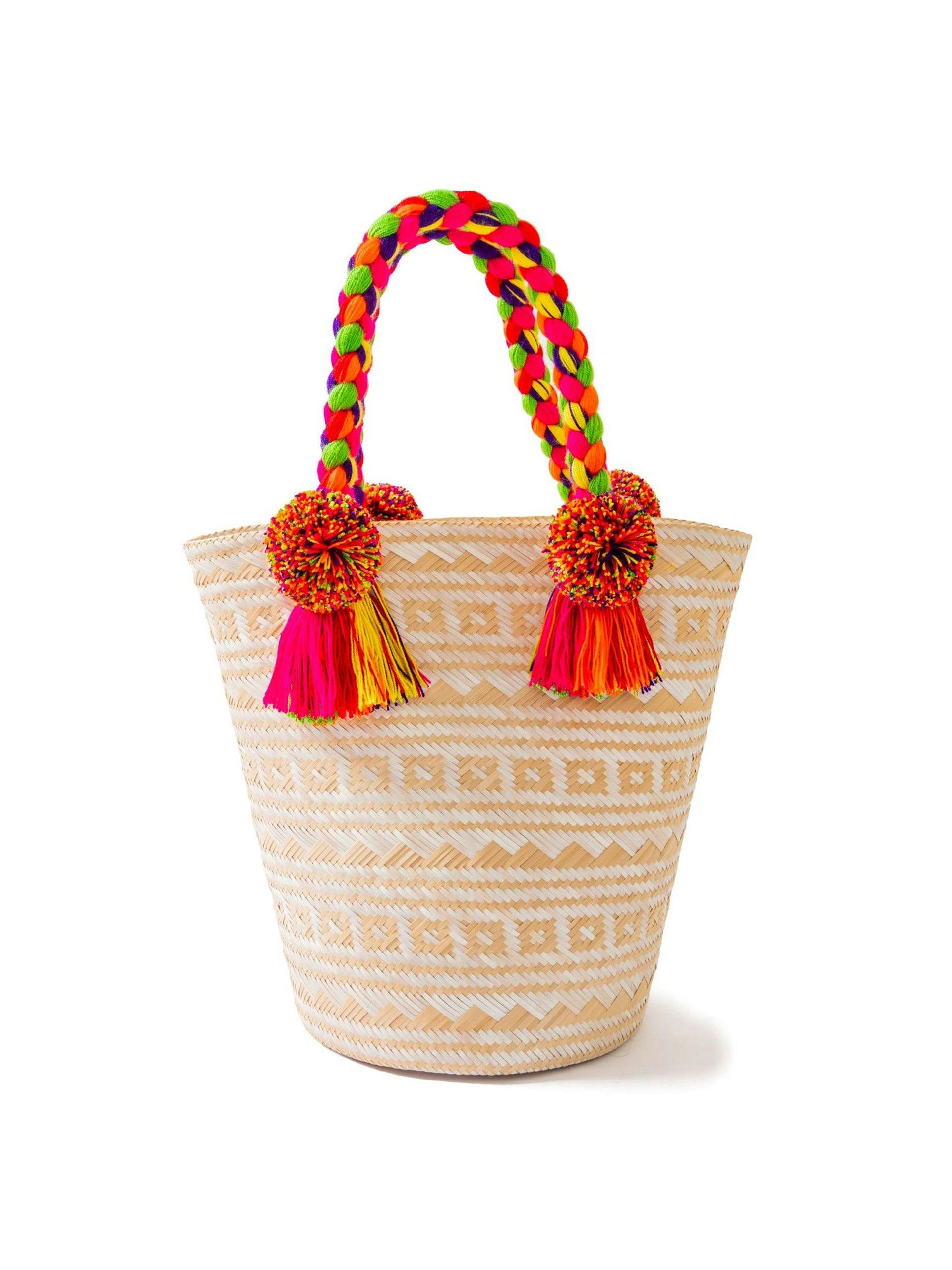 Premium white woven straw basket bag