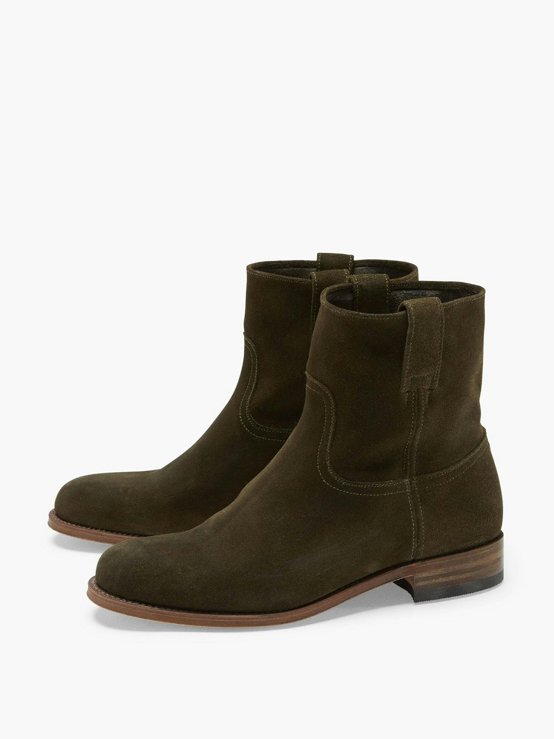 Olive green suede ankle boots