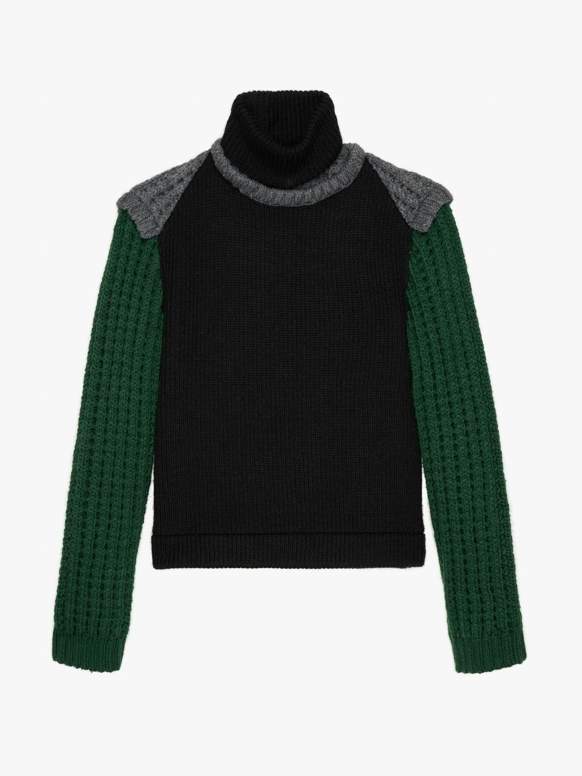 Sweater with contrast patchwork detail