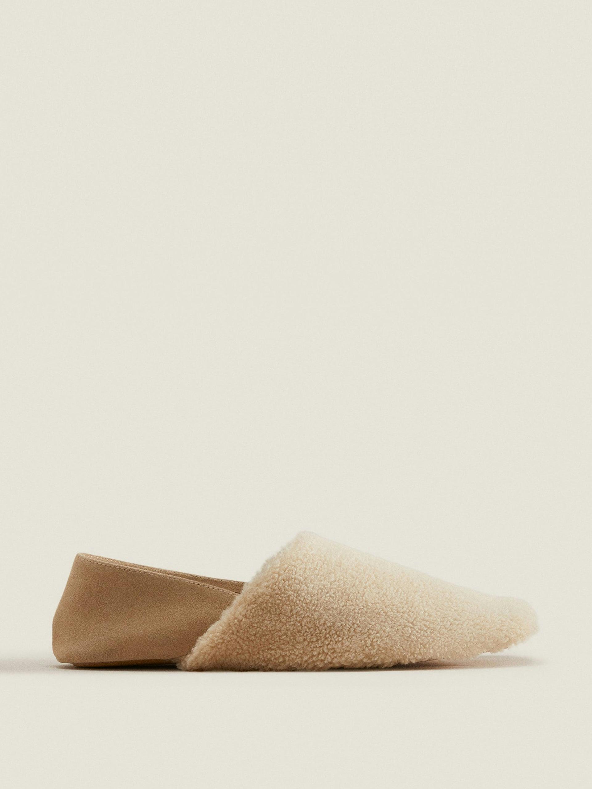Cream leather babouche slippers