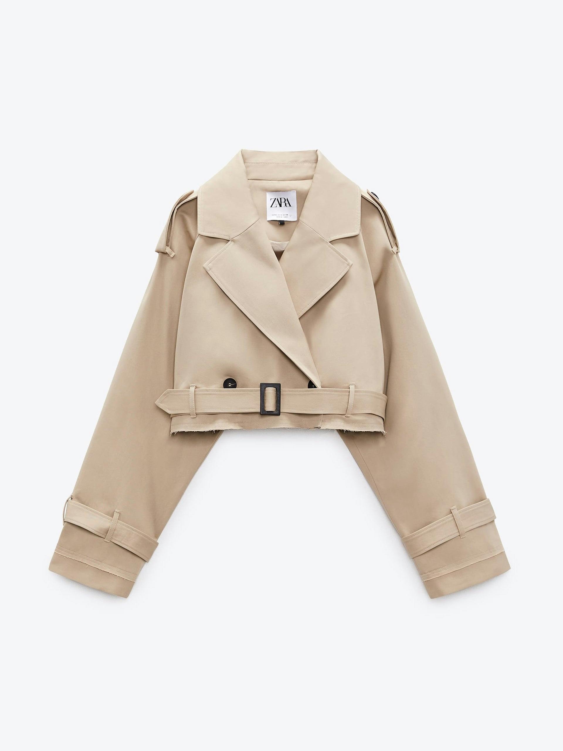 Cropped beige trench coat