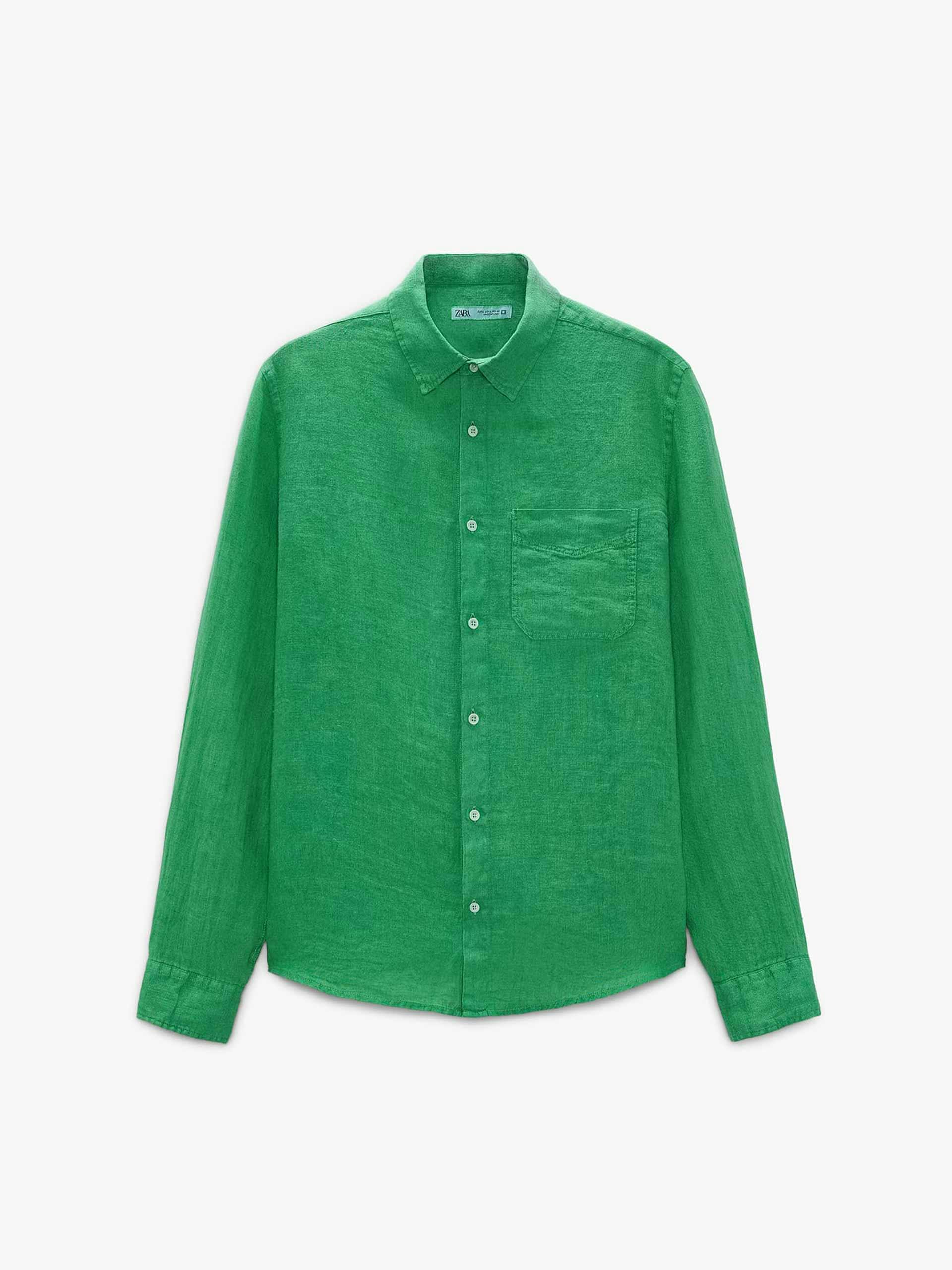Green linen shirt