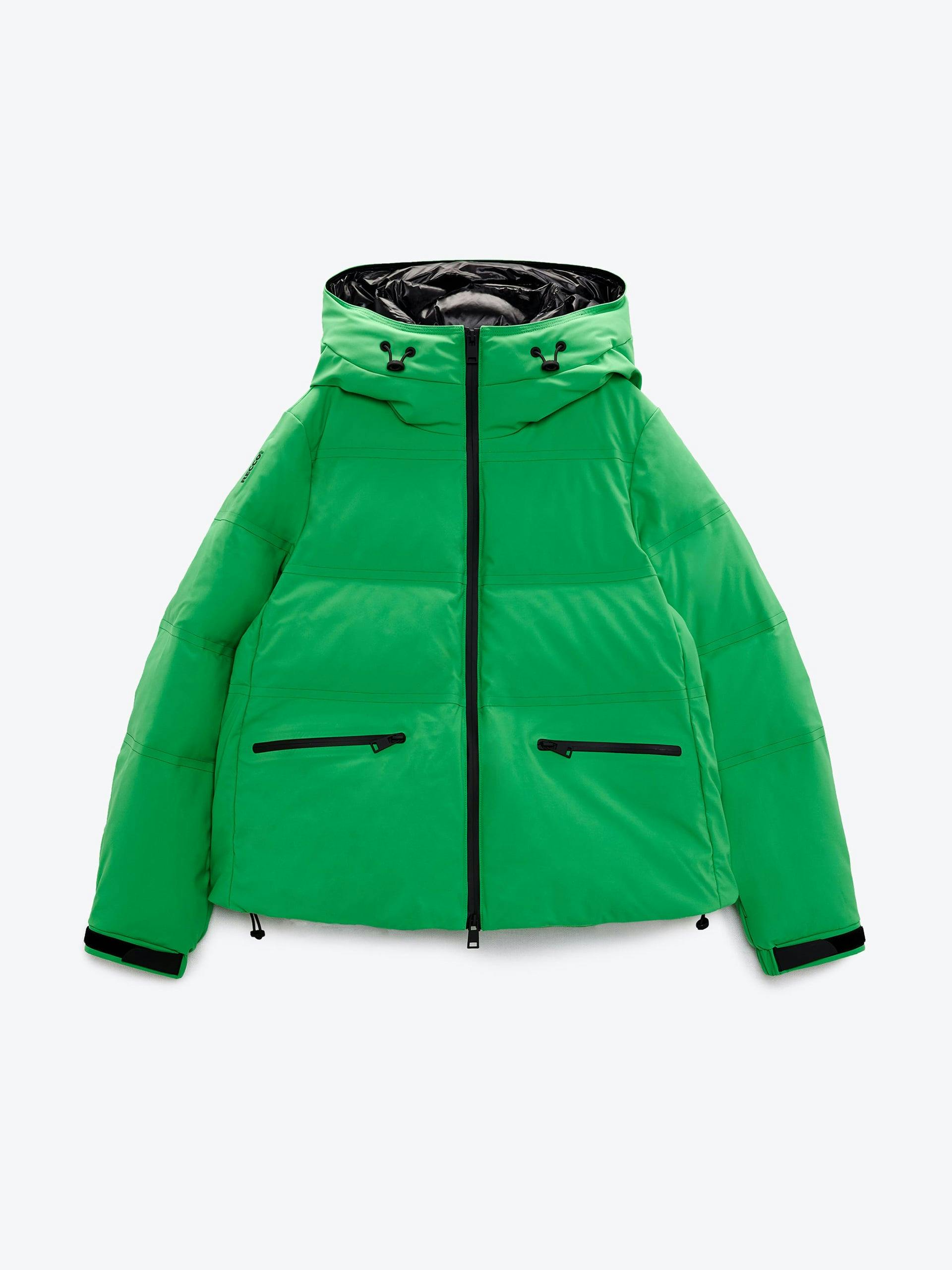 Bright green waterproof down jacket