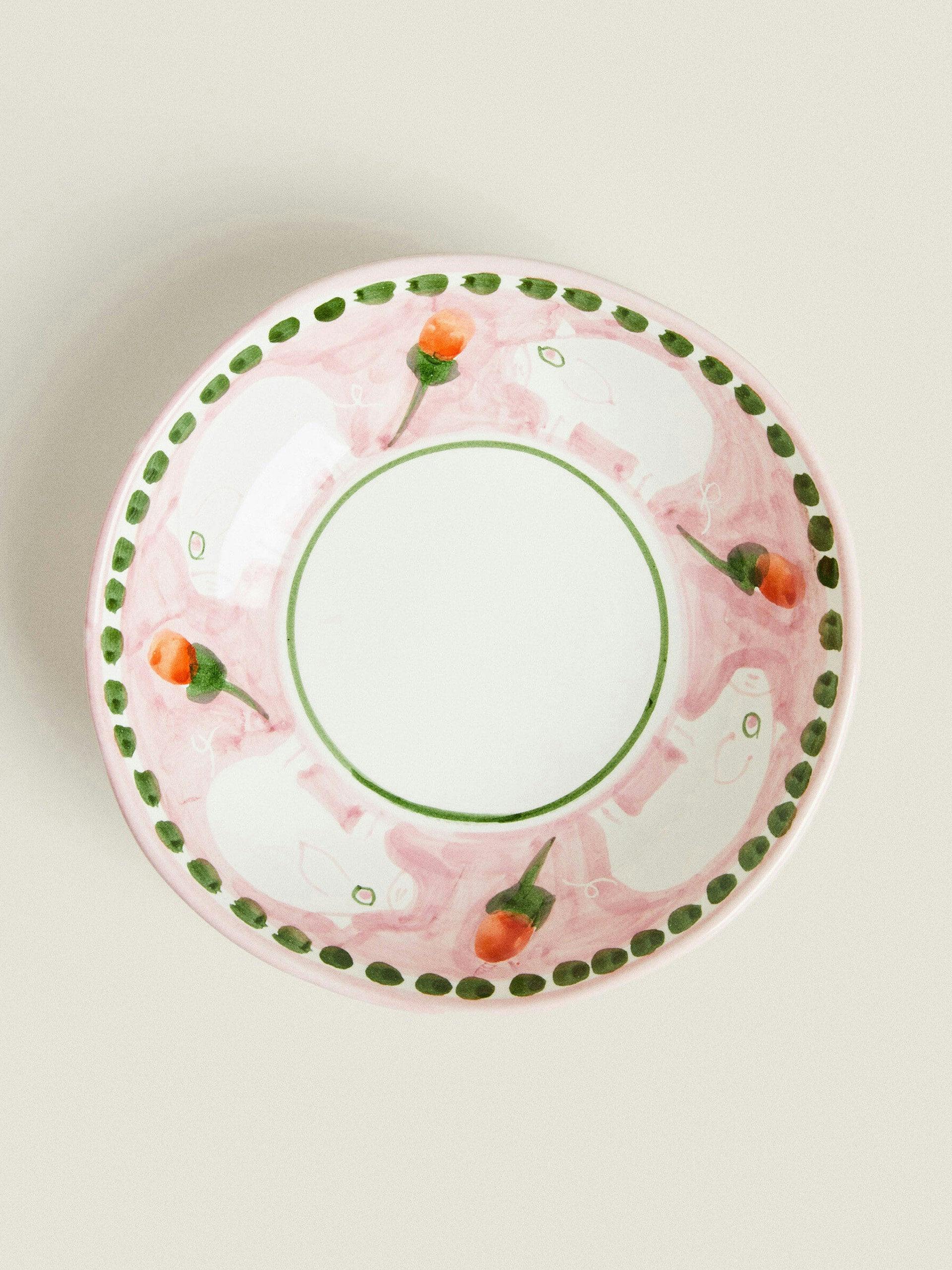 Pink pig soup bowl