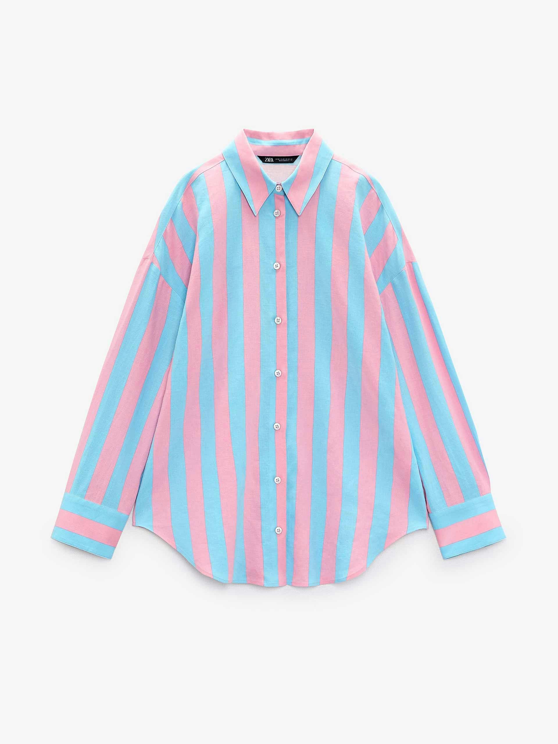Pink and blue stripe shirt