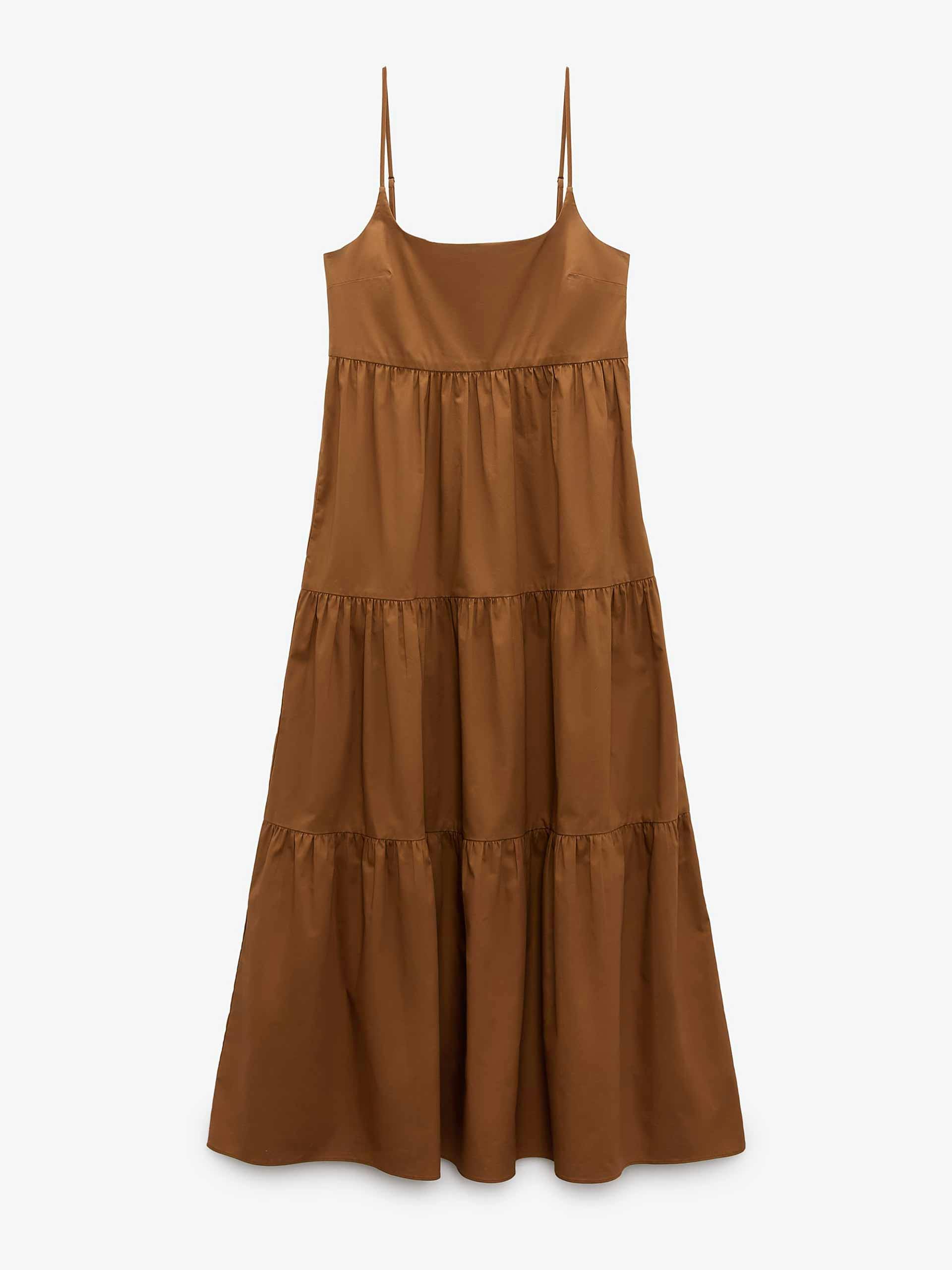 Brown tired poplin dress