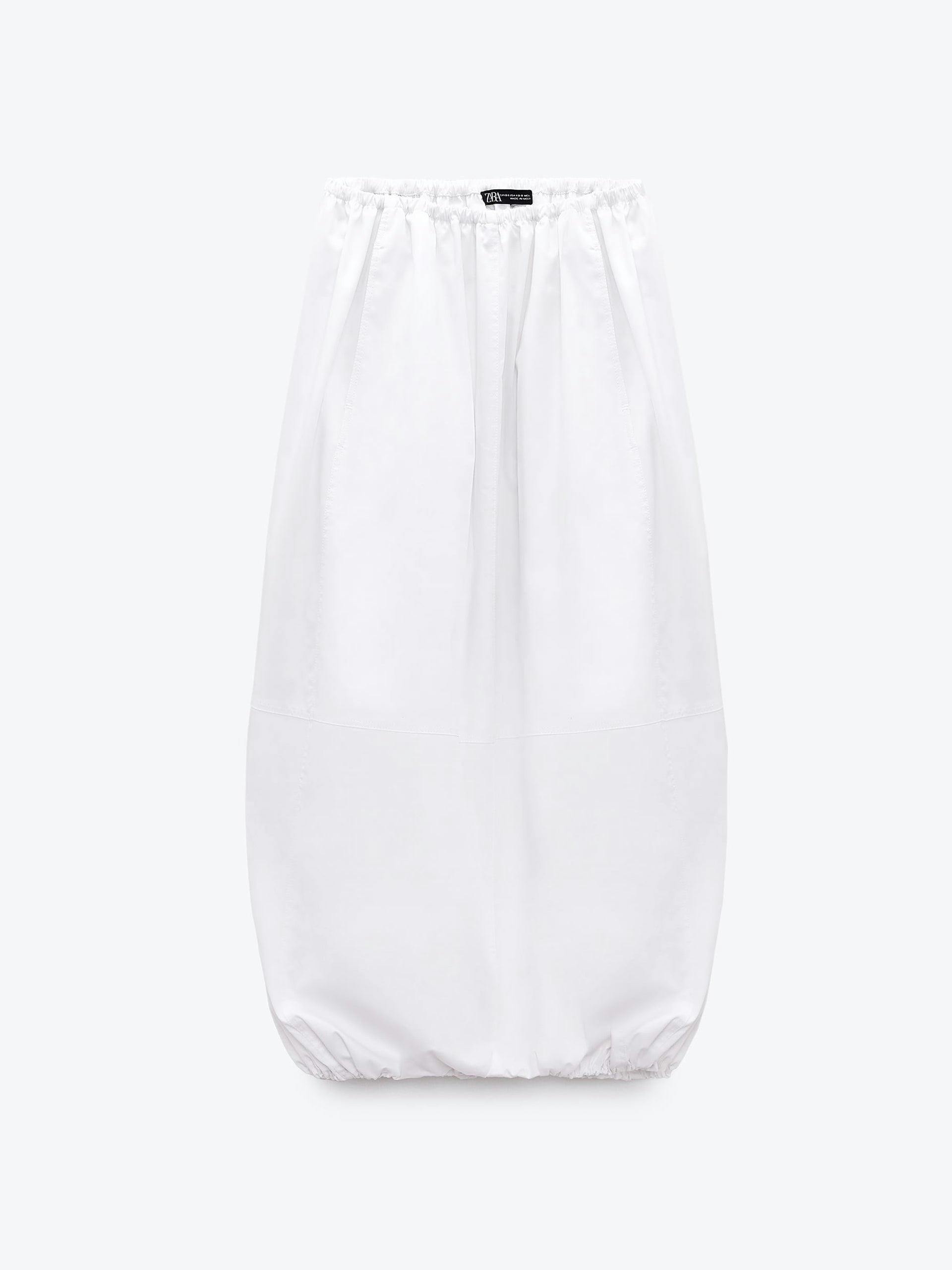 Drawstring white midi skirt